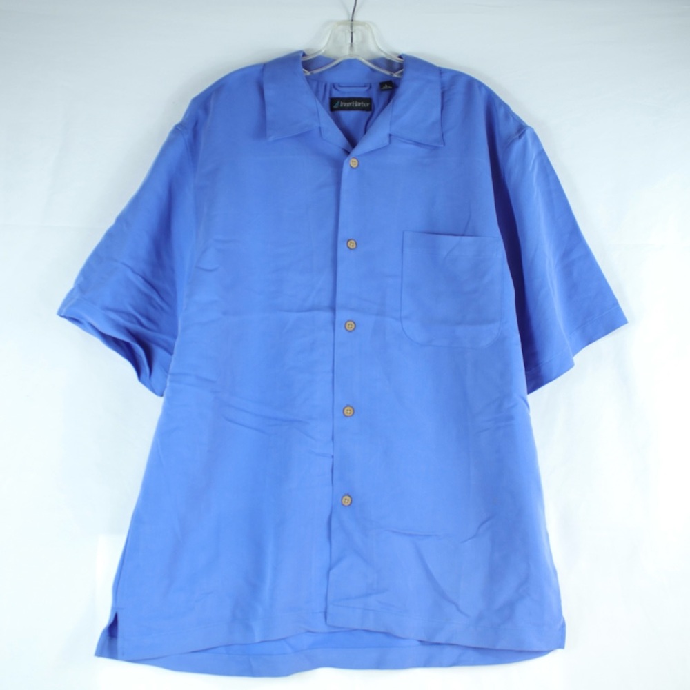 Inner Harbor Blue Short Sleeve Button Up Shirt Mens Size L